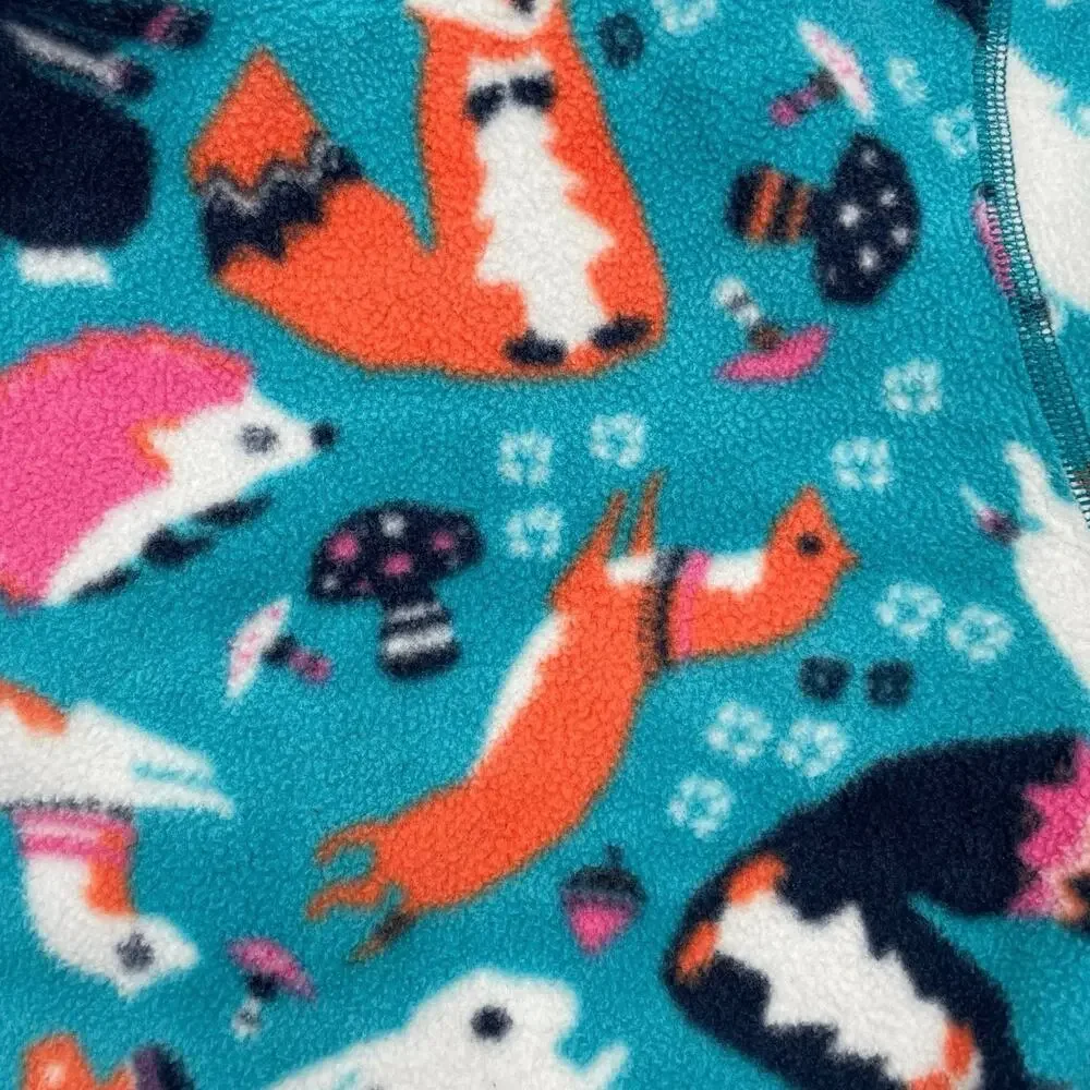 Patagonia Synchilla Fleece Hoodie Jacket Foxes Blue Pink Animal Print Size 4T